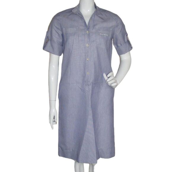 GLORIA VANDERBILT Dress, Vintage 8, Hickory stripe, Pockets, Short sleeves - Picture 1 of 12